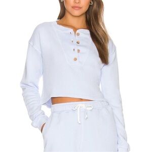 Tularosa Revolve Green The Kelly Henley Sweatshirt Baby Blue